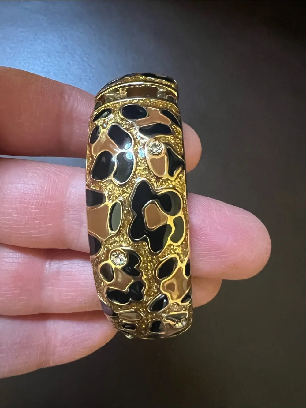 Macy's Bracelet with Enamel and Rhinestones Gold Tone and Black